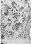 Ms 466 fol.1 Map of the city of Jerusalem, before 1167 (vellum) (b/w photo)