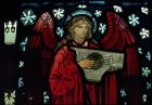 Detail of the Angel Musician, made by William Morris and Co., 1882 (stained glass)