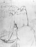 Woman washing herself at a basin, 1896 (litho)