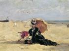 Woman with a Parasol on the Beach, 1880 (oil on canvas)