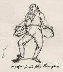 A pen and ink sketch by George Cruikshank of his friend Mr. John Sheringham. From The Strand Magazine published 1897.