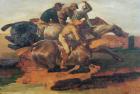 Four Jockeys Galloping (oil on canvas)