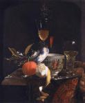 Still Life with Chinese Sugar Jar, Glass Goblet and Fruit (oil on canvas)