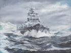 Bismarck off Greenland coast 1900hrs 23rdMay 1941, 2007, (Oil on Canvas)