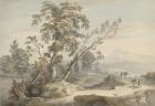 Italianate Landscape with Travellers no.2, c.1760 (w/c, pen and grey ink over graphite)