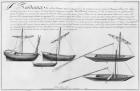 Small boats, Bordeaux, illustration from 'Desseins des differentes manieres de Vaisseaux...depuis Nantes jusqu'a Bayonne', 1679 (pencil & w/c on paper) (b/w photo)