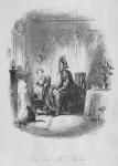 Paul and Mrs. Pipchin, illustration from 'Dombey and Son' by Charles Dickens (1812-70) first published 1848 (litho)