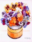 Pansies in a Midwinter Jug,2000. water colour on handmade paper