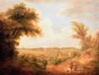 Landscape with house, 18th century (oil on canvas)