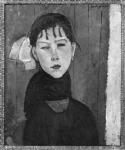 Marie, young woman of the people (oil on canvas) (b/w photo)