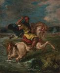 Moroccan Horseman Crossing a Ford, c.1850 (oil on canvas)