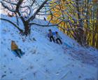 Sledging Allestree Golf course (3rd hole) 2014 (oil on canvas)