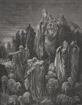 Jacob Goeth Into Egypt, Genesis 46:5-7, illustration from Dore's 'The Holy Bible', engraved by Hotelin, 1866 (engraving)