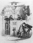 Mr. Pickwick and Sam in the attorney's office, illustration from 'The Pickwick Papers' by Charles Dickens, 1837 (litho)