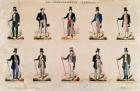 Costumes of various professions, from 'Le Compagnonnage Illustre' (coloured engraving)