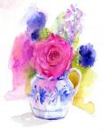 Rose and Cornflowers in Pitcher, 2017 (watercolor)