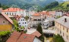 View of the town from Gewerkenegg Castle, Idrija, Slovenia (photo)