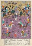 Ms D-184 fol.140a Siavosh Playing Polo with Afrasiab, from 'Firdawsi's Shahnama' (gouache on paper)