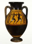 Athenian Attic black-figure amphora with dancers, c.540-30 BC (terracotta)