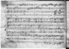 Trio in G major for violin, harpsichord and violoncello (K 496) 1786 (2nd page) (pen & ink on paper) (b/w photo)