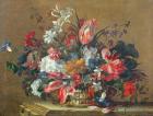 Basket of flowers (oil on canvas)