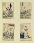 Four playing cards commemorating the heroes of July 1830, 1831 (coloured engraving)