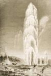 Giantess Geyser in Yellowstone National Park erupting during the 1870s, c.1880 (litho)
