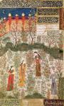 The Persian Prince Humay Meeting the Chinese Princess Humayun in a Garden, c.1450 (gouache on paper)