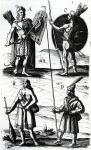 Illustrations of Algonquin dress, engraving from Voyages of Sieur de Champlain by Samuel de Champlain (ca 1574-1635), 17th century (engraving)