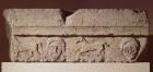 Lintel frieze with heads and horses (stone)