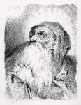 Monk in Contemplation (engraving) (b/w photo)