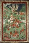 Buddha cutting a tuft of hair, Tibetan temple banner