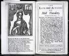 Frontispiece and Title page for 'The Life and Actions of Moll Flanders' by Daniel Defoe, published 1723 (engraving)