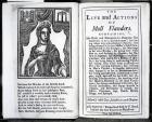 Frontispiece and Title page for 'The Life and Actions of Moll Flanders' by Daniel Defoe, published 1723 (engraving)