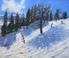 Spring skiers, Verbier, 2010 (oil on canvas)