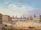 The Theatre Square in Moscow, printed by Jacottet and Bachelier, 1830s (colour lithograph)