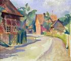 A Village Street (oil on canvas)