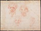 W.33 Sketches of satyrs' faces (red chalk on paper)