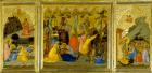 A Triptych: Agony in the Garden, The Crucifixion, and the Raising the Patriarchs and Prophets from the Dead (egg tempera & gold leaf on wood panel)