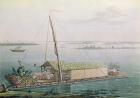 Raft on the Guayaquil River, from 'Voyages aux Regions Equinoxiales du Nouveau Continent' by Alexander de Humboldt (1769-1859) engraved by Michel Bouquet (1807-90) published in 1814 (coloured engraving)