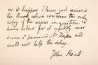 Handwriting and signature of John Keats (pen & ink on paper)