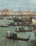 Gondoliers near the Entrance to the Grand Canal and the church of Santa Maria della Salute, Venice (oil on canvas) (detail of 156534)