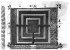 Ms 292 T III fol. 208r Labyrinth, illustration from 'Postilles sur l'Ancien et le Nouveau Testament' by Nicolas de Lyre (vellum) (b/w photo)