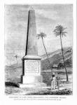 Monument to Captain James Cook (1728-79), Kealakekua Bay, Sandwich Islands (engraving) (b/w photo)