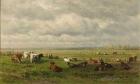Meadow Landscape with Cattle, c.1880 (oil on panel)