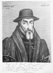 Portrait of John Foxe (1516-87) English martyrologist (engraving) (b&w photo)