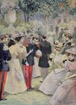 A Garden party at the Elysee, illustration from 'Le Petit Journal', 21st July 1895 (colour litho)