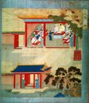 Civil Service Exam Under Emperor Jen Tsung (fl.1022) from a history of Chinese emperors (colour on silk)