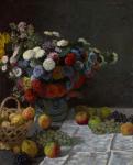 Still Life with Flowers and Fruit, 1869 (oil on canvas)