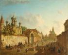 View from the Lubyanka Square to the Vladimir Gate in Moscow (oil on canvas)